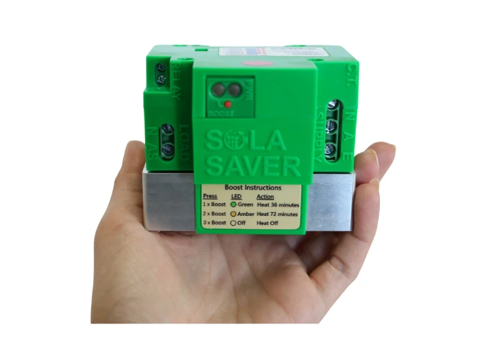 SolaSaver solar diverter device held in hand