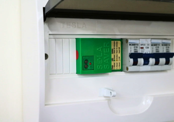 SolaSaver solar diverter installed in a residential electrical switchboard